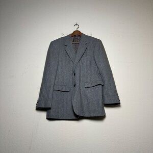 VTG Westchester Blazer Coat Jacket Men 44R Grey Business 90s Tweed Prep Formal